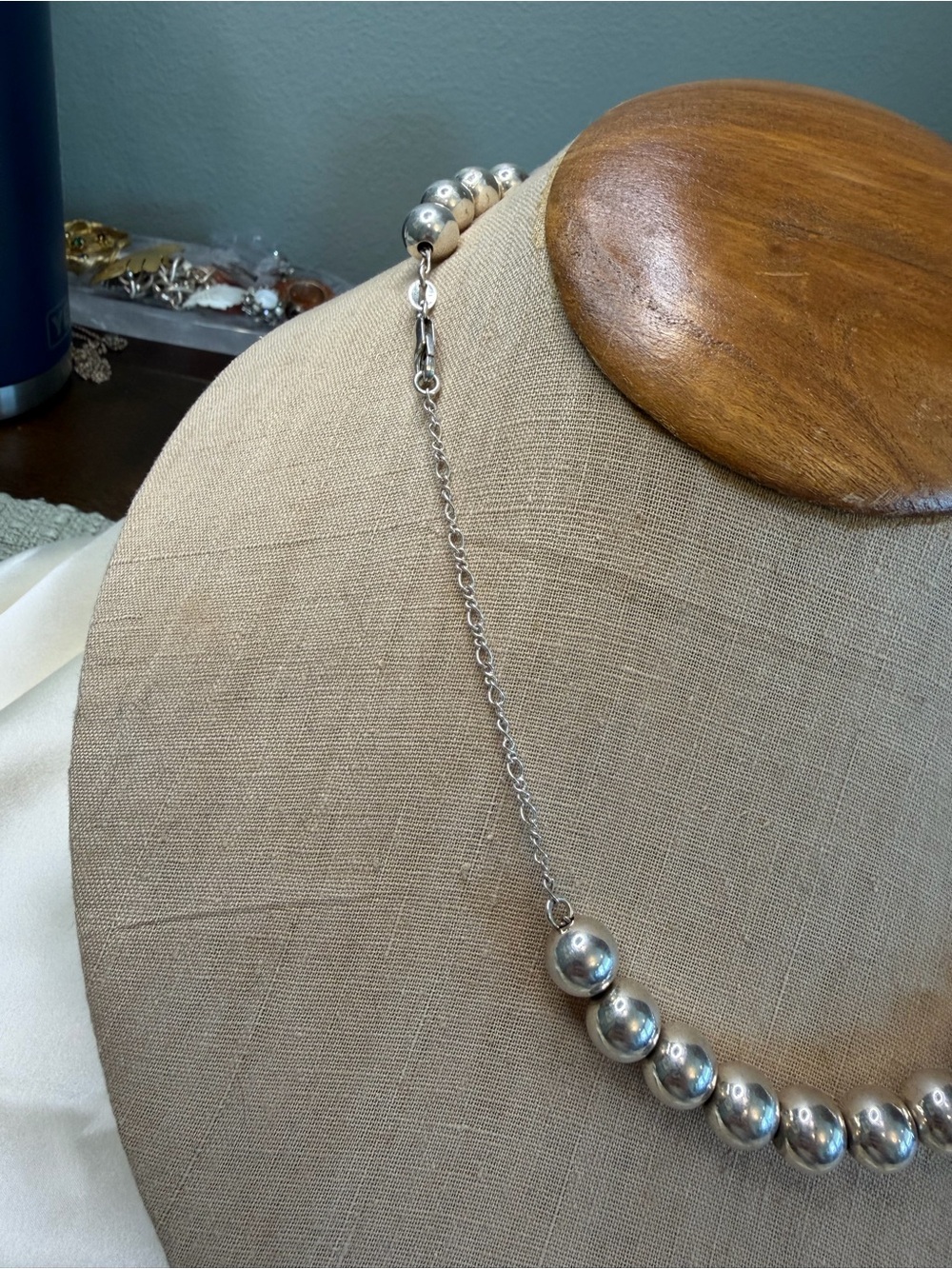 Vintage MILOR STERLING SILVER bead necklace - Picture 2 of 4